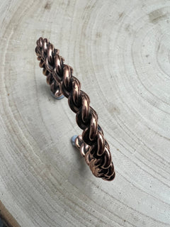 Elaine Tahe Copper Bracelet - Cowhide and Conchos