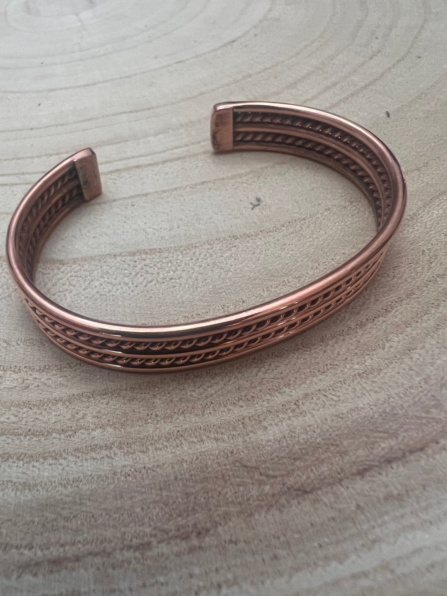 Elaine Tahe Copper Bracelet - Cowhide and Conchos