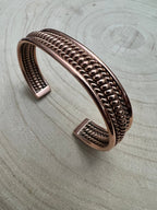 Elaine Tahe Copper Bracelet - Cowhide and Conchos