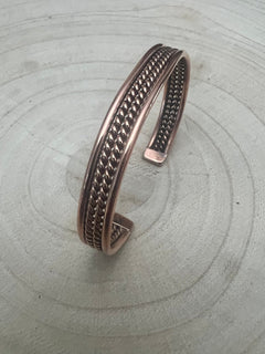 Elaine Tahe Copper Bracelet - Cowhide and Conchos