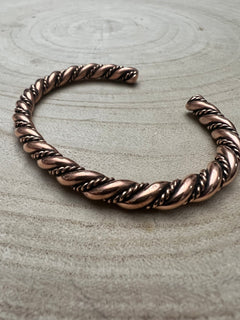 Elaine Tahe Copper Bracelet - Cowhide and Conchos