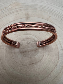 Elaine Tahe Copper Bracelet - Cowhide and Conchos