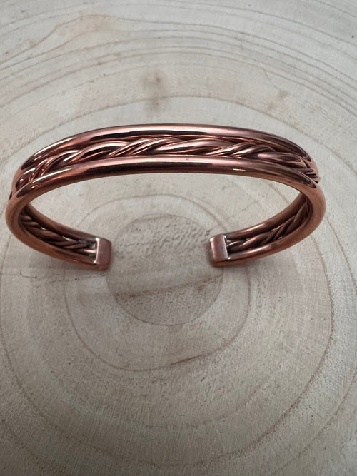 Elaine Tahe Copper Bracelet - Cowhide and Conchos