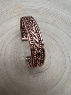 Elaine Tahe Copper Bracelet - Cowhide and Conchos