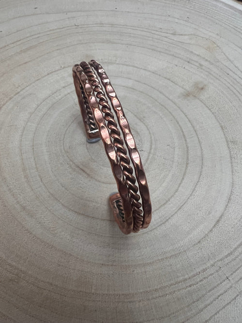 Elaine Tahe Copper Bracelet - Cowhide and Conchos