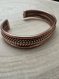 Elaine Tahe Copper Bracelet - Cowhide and Conchos
