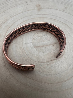 Elaine Tahe Copper Bracelet - Cowhide and Conchos