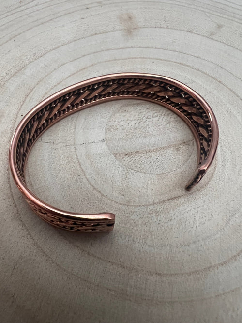 Elaine Tahe Copper Bracelet - Cowhide and Conchos