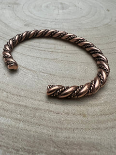 Elaine Tahe Copper Bracelet - Cowhide and Conchos