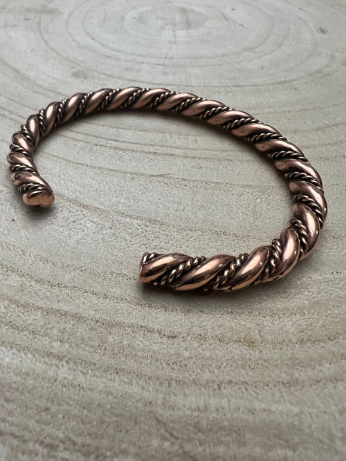 Elaine Tahe Copper Bracelet - Cowhide and Conchos