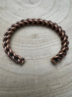 Elaine Tahe Copper Bracelet - Cowhide and Conchos