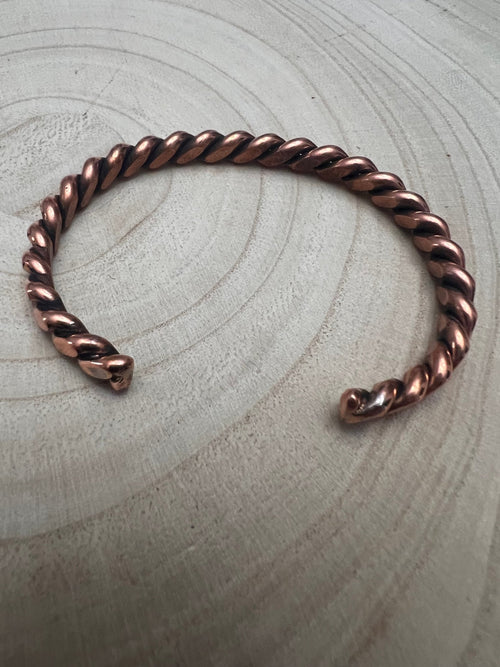 Elaine Tahe Copper Bracelet - Cowhide and Conchos
