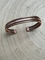 Elaine Tahe Copper Bracelet - Cowhide and Conchos