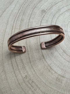 Elaine Tahe Copper Bracelet - Cowhide and Conchos