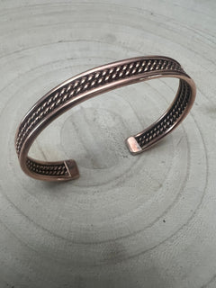 Elaine Tahe Copper Bracelet - Cowhide and Conchos