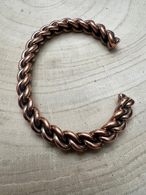 Elaine Tahe Copper Bracelet - Cowhide and Conchos