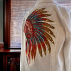 Embroidered Denim Jacket - Cowhide and Conchos