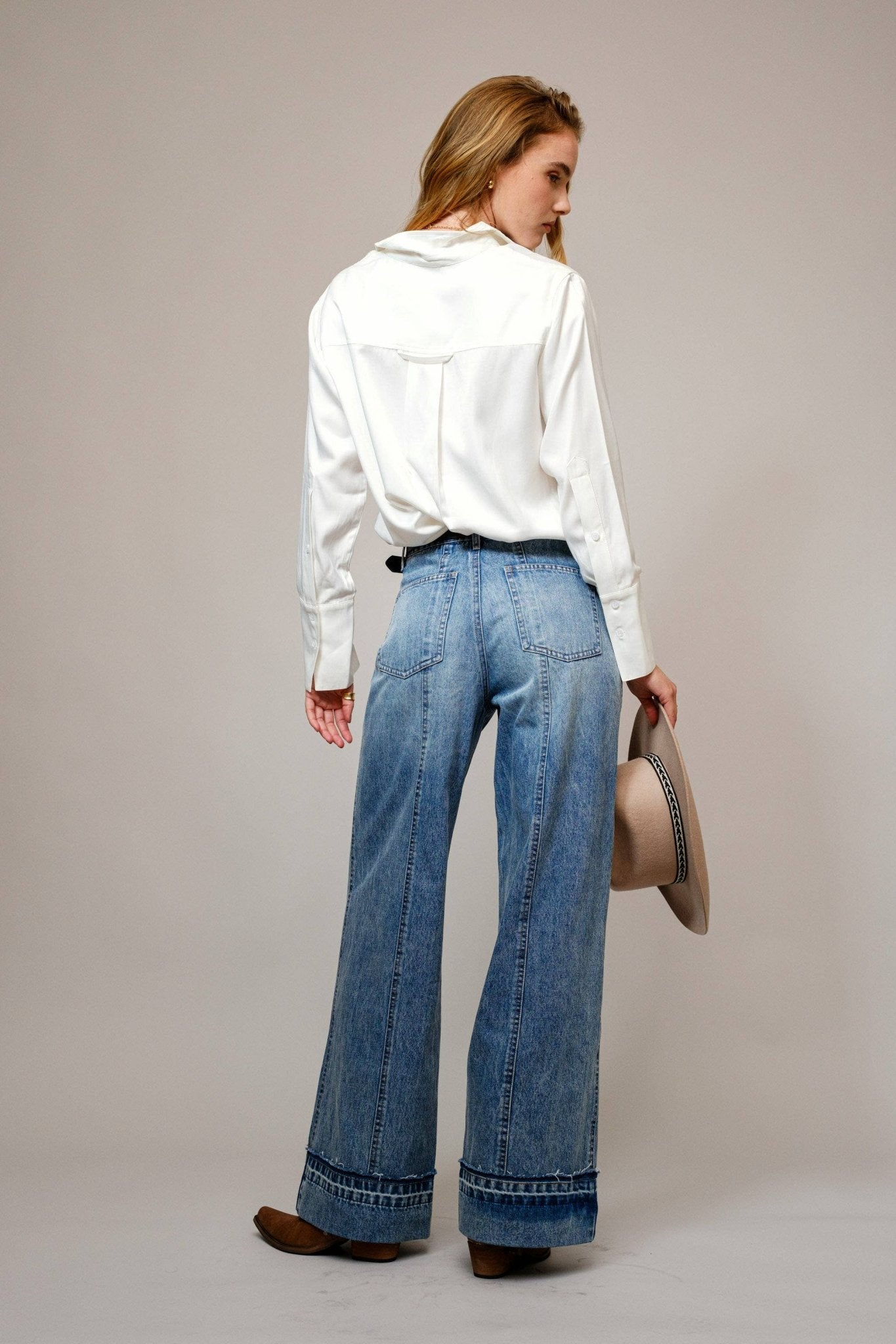 Embroidered Western Yoke Button Up Blouse - Cowhide and Conchos