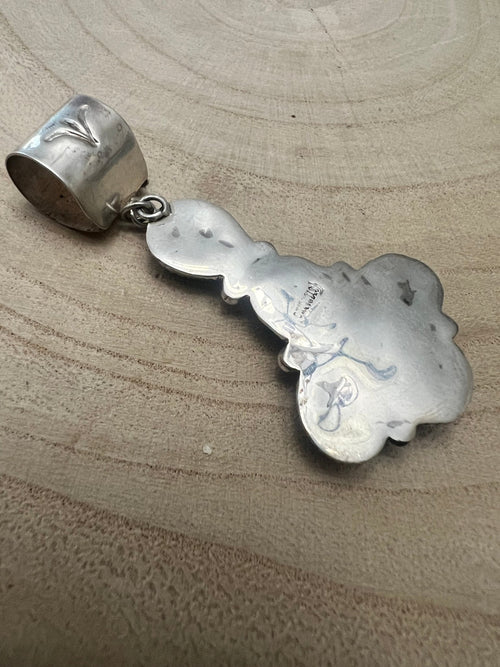 Ernest Hawthorne Sonoran Turquoise & Sterling Silver Pendant - Cowhide and Conchos