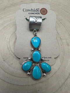 Ernest Hawthorne Sonoran Turquoise & Sterling Silver Pendant - Cowhide and Conchos