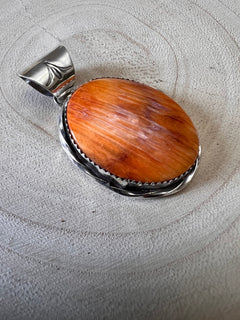 Ernest Hawthorne Spiny Oyster & Sterling Silver Pendant - Cowhide and Conchos