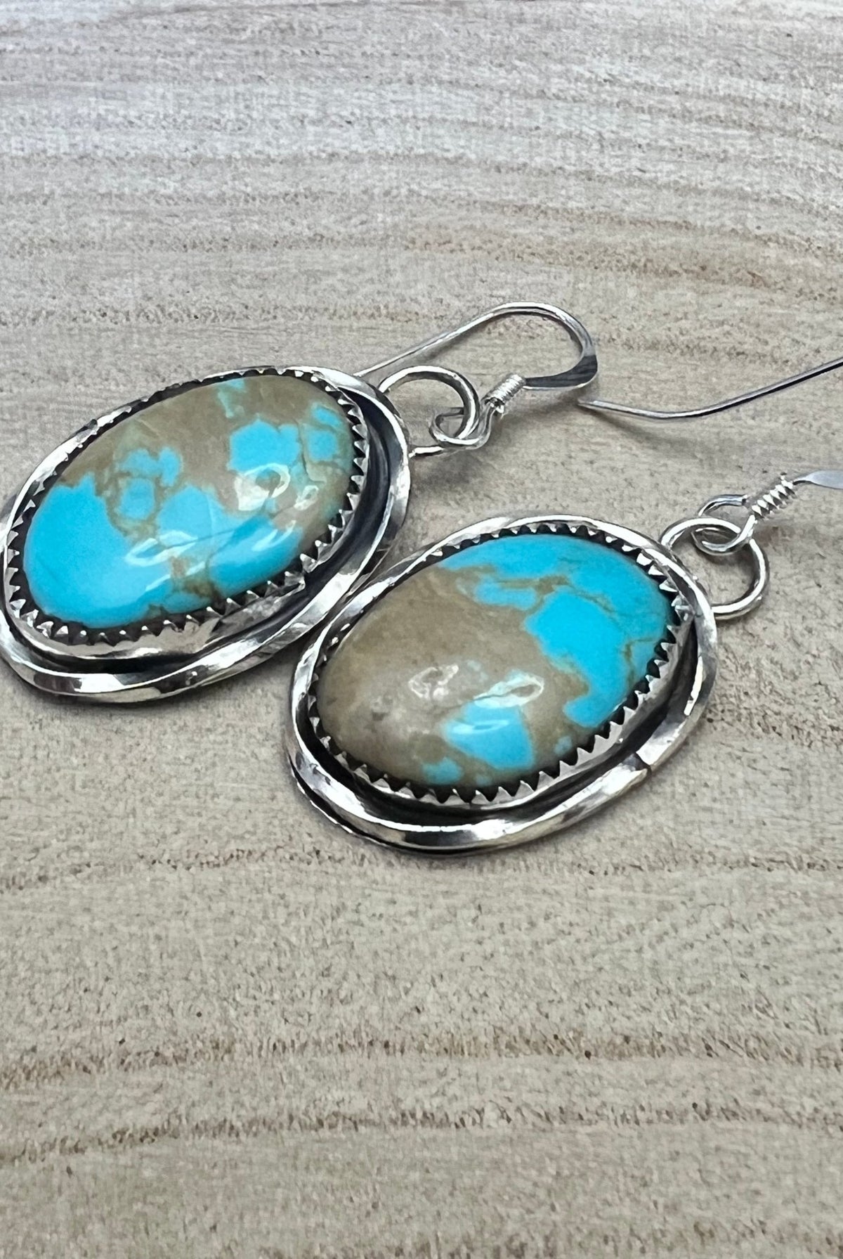 Ernest Hawthorne Turquoise & Sterling Silver Earrings - Cowhide and Conchos