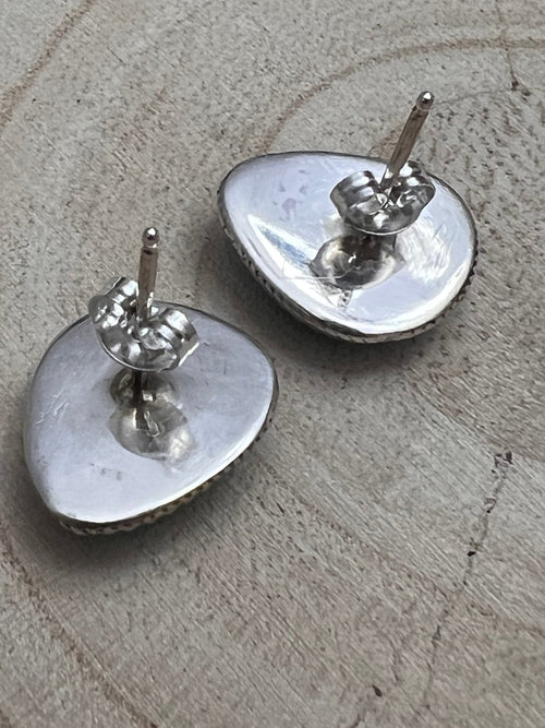 Ernest Hawthorne Turquoise & Sterling Silver Earrings - Cowhide and Conchos