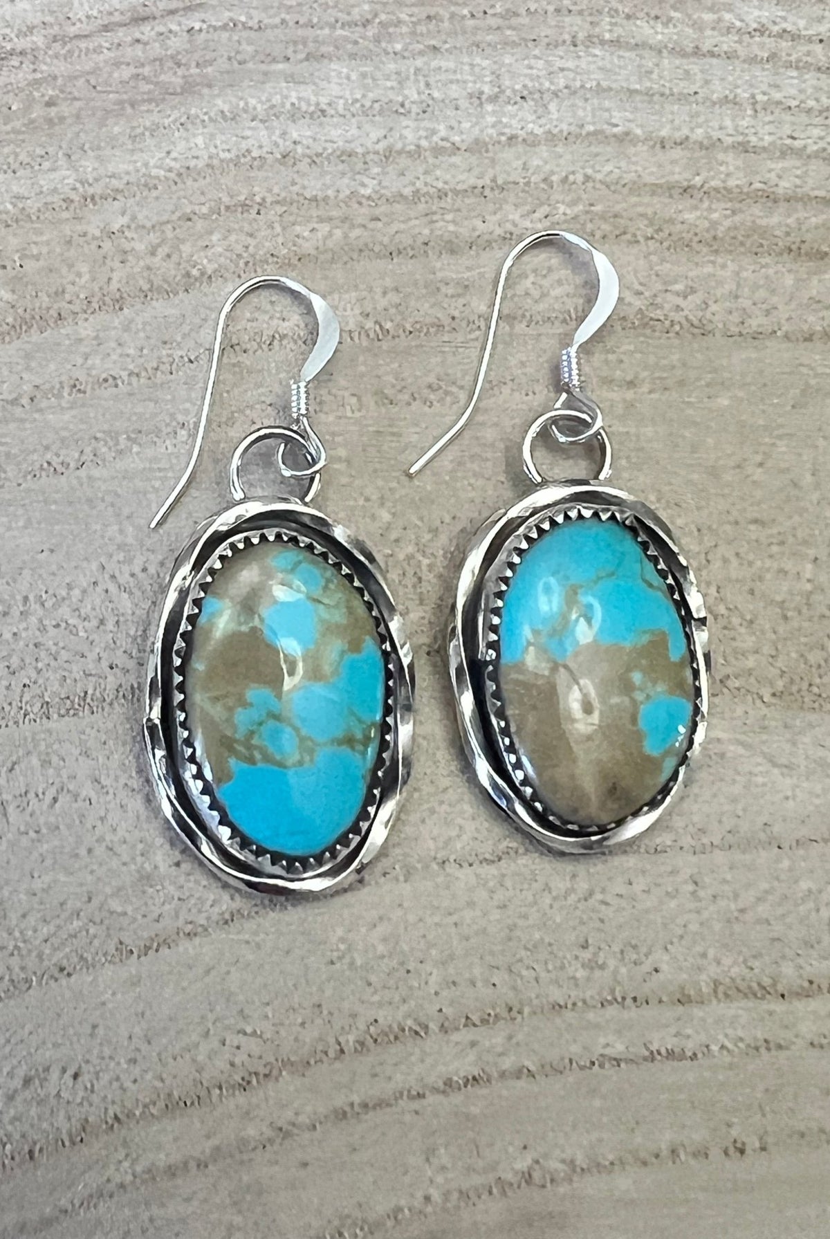 Ernest Hawthorne Turquoise & Sterling Silver Earrings - Cowhide and Conchos