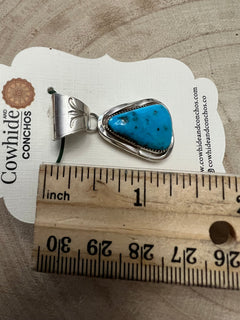 Ernest Hawthorne Turquoise & Sterling Silver Pendant - Cowhide and Conchos
