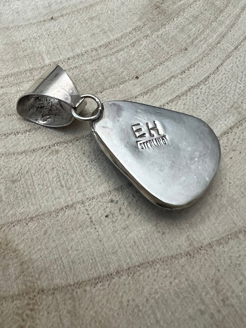 Ernest Hawthorne Turquoise & Sterling Silver Pendant - Cowhide and Conchos