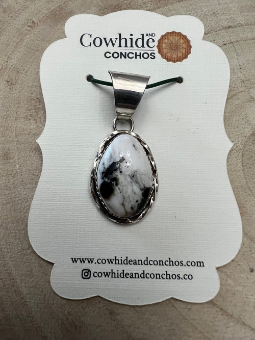 Ernest Hawthorne White Buffalo & Sterling Silver Pendant - Cowhide and Conchos