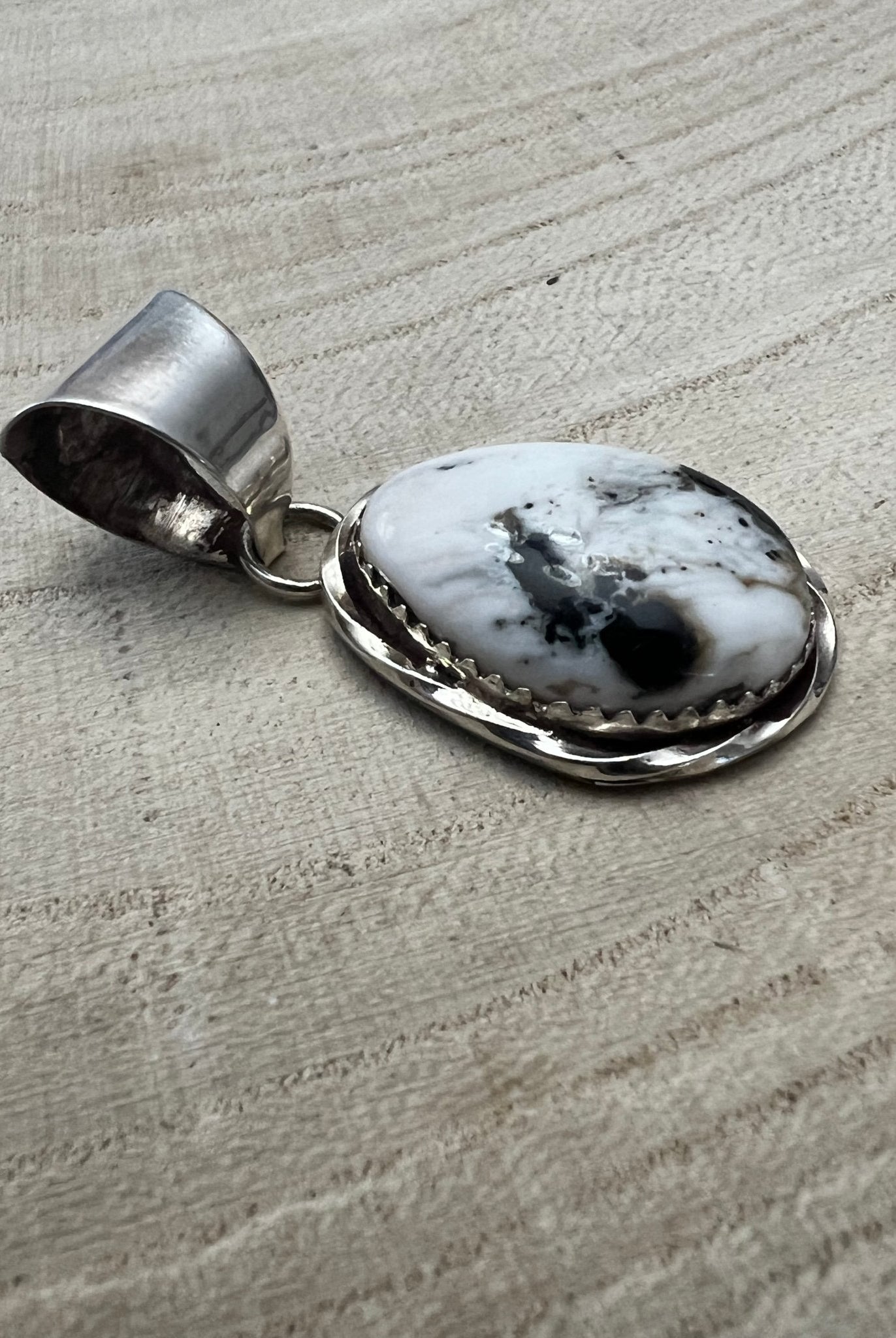 Ernest Hawthorne White Buffalo & Sterling Silver Pendant - Cowhide and Conchos