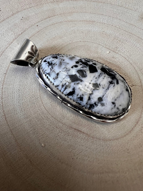 Ernest Hawthorne White Buffalo & Sterling Silver Pendant - Cowhide and Conchos