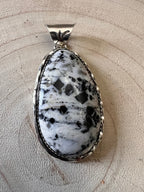 Ernest Hawthorne White Buffalo & Sterling Silver Pendant - Cowhide and Conchos