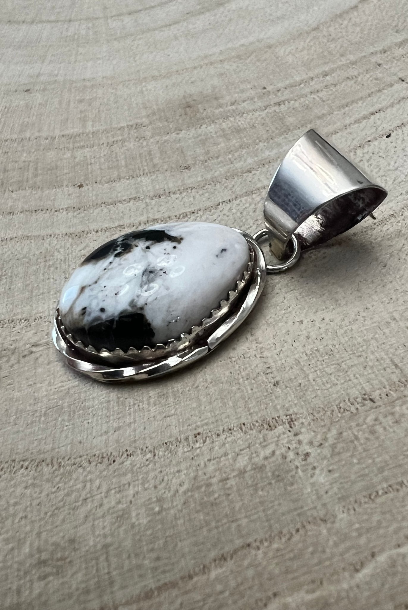 Ernest Hawthorne White Buffalo & Sterling Silver Pendant - Cowhide and Conchos