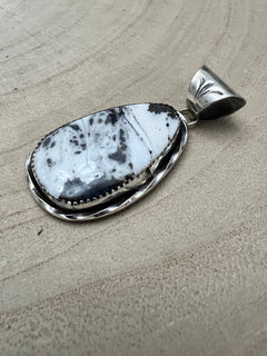 Ernest Hawthorne White Buffalo & Sterling Silver Pendant - Cowhide and Conchos