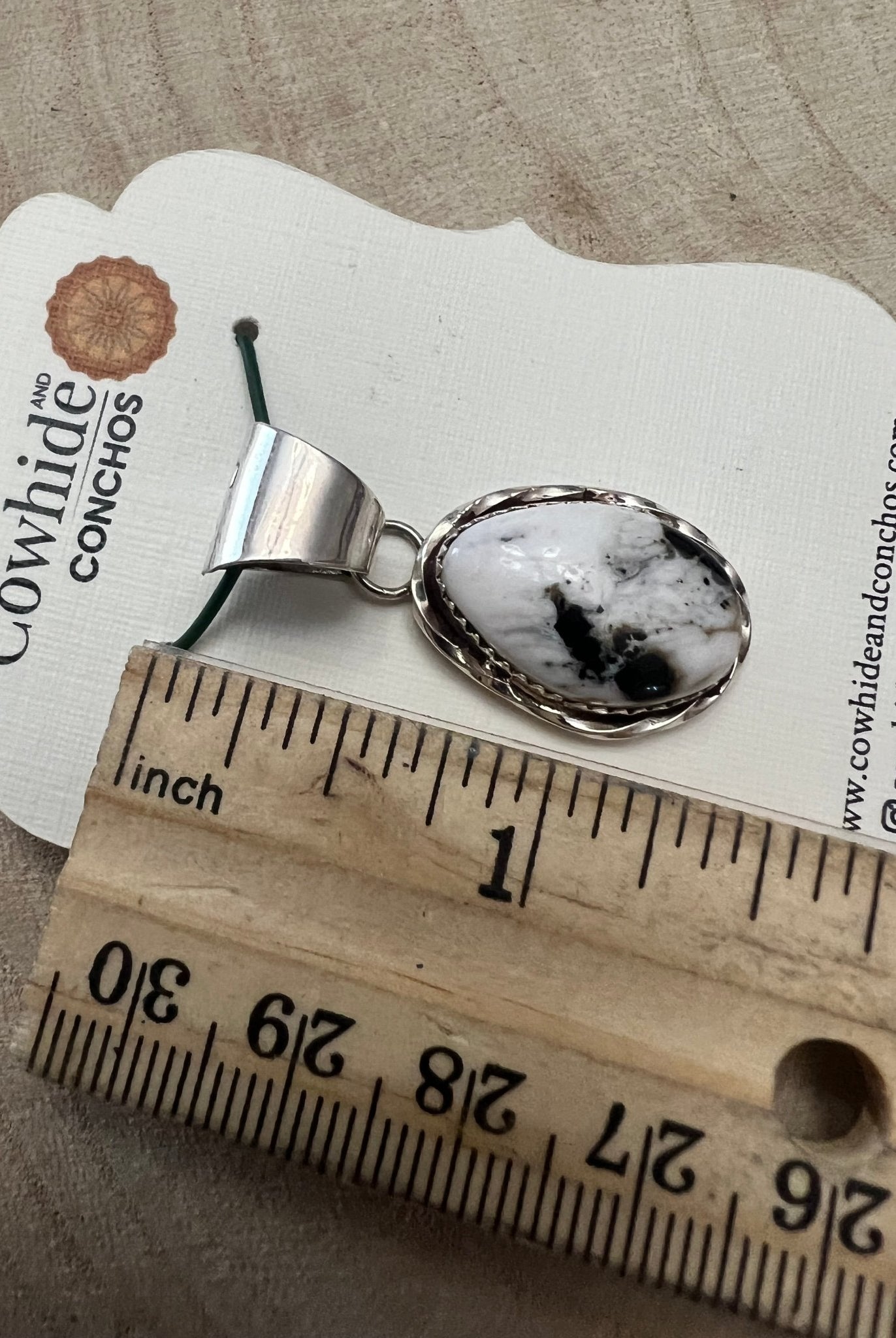 Ernest Hawthorne White Buffalo & Sterling Silver Pendant - Cowhide and Conchos