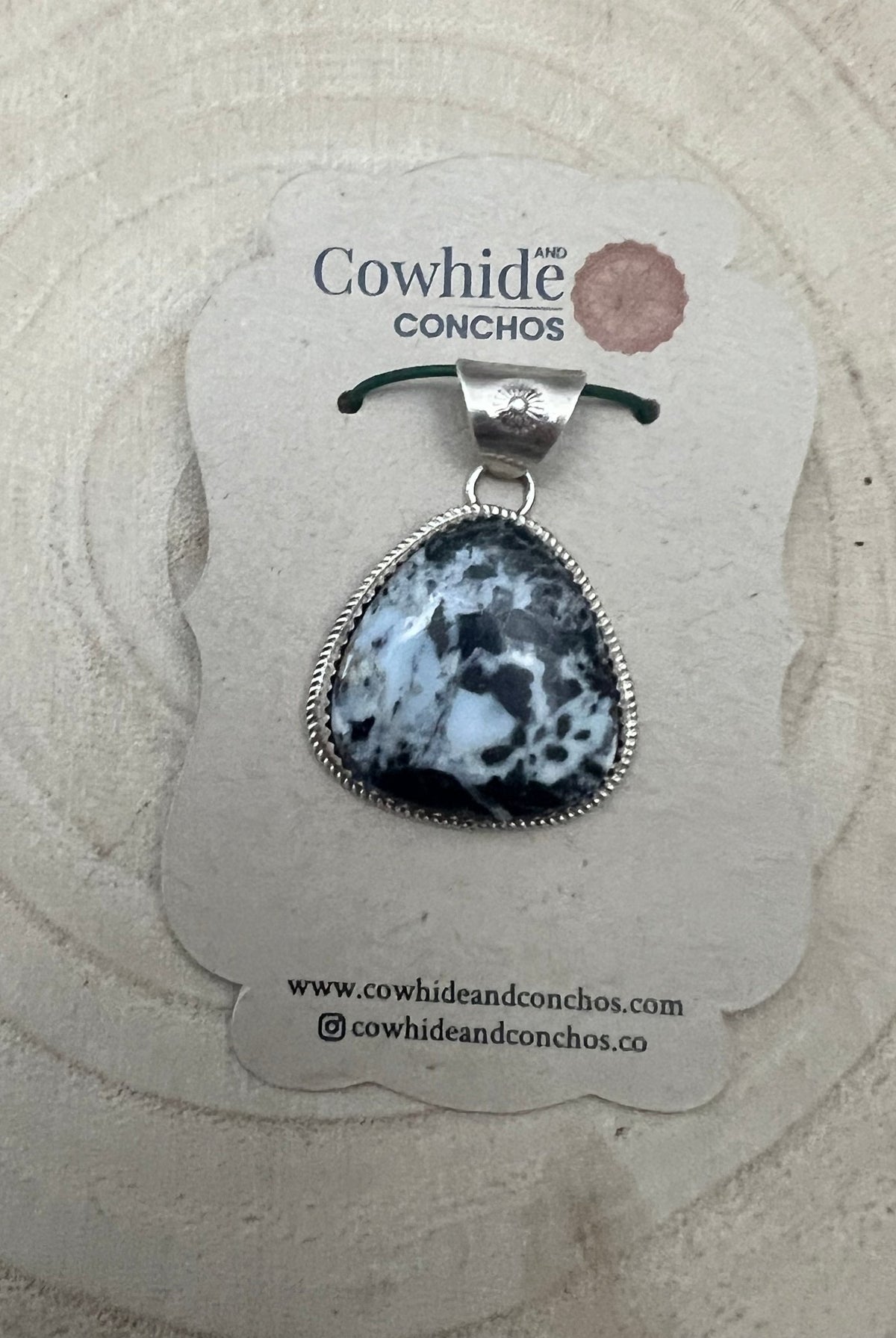 Ernest Hawthorne White Buffalo & Sterling Silver Pendant - Cowhide and Conchos