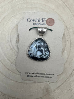 Ernest Hawthorne White Buffalo & Sterling Silver Pendant - Cowhide and Conchos
