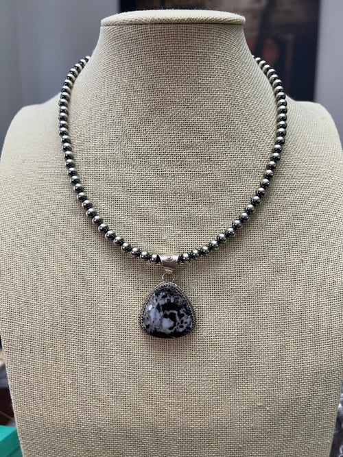 Ernest Hawthorne White Buffalo & Sterling Silver Pendant - Cowhide and Conchos