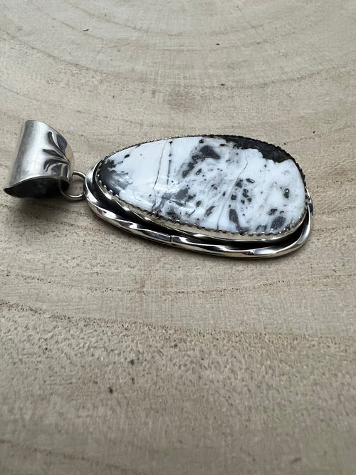 Ernest Hawthorne White Buffalo & Sterling Silver Pendant - Cowhide and Conchos