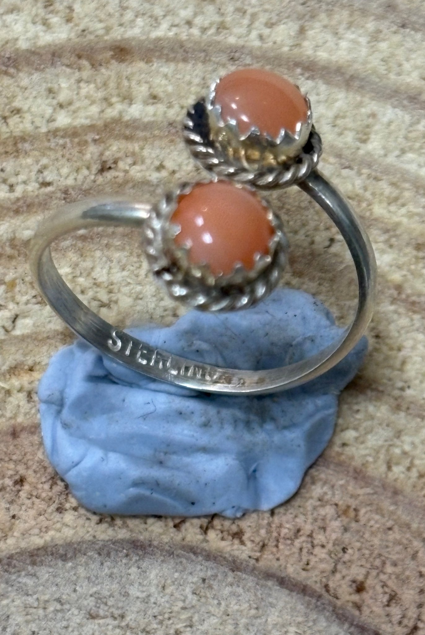 Esther White Navajo Handmade SS Pink Conch Adjustable Ring - Cowhide and Conchos
