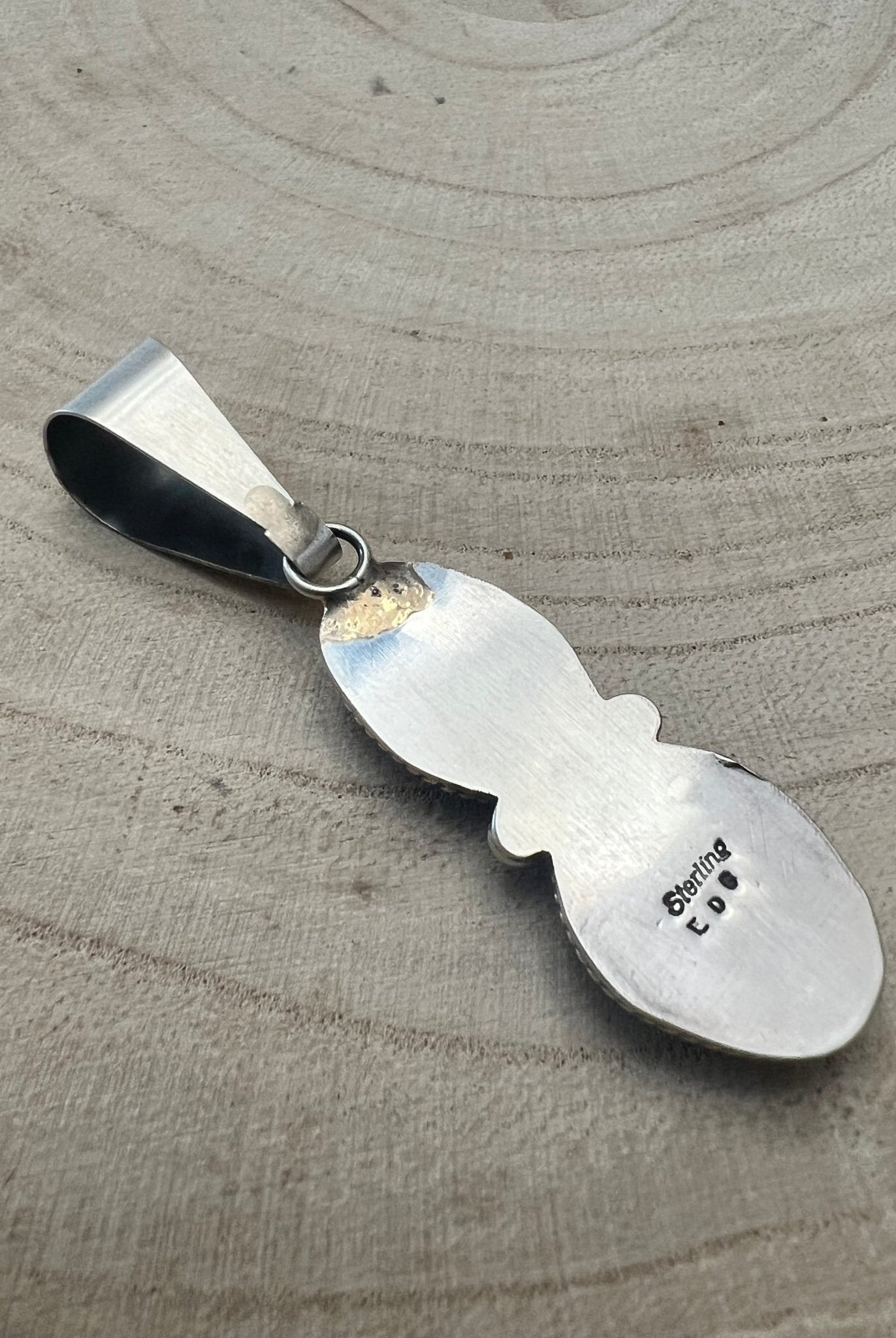 Eugene Gruber Turquoise & Sterling Silver Pendant - Cowhide and Conchos
