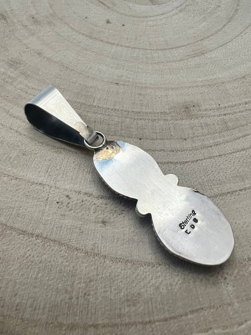 Eugene Gruber Turquoise & Sterling Silver Pendant - Cowhide and Conchos