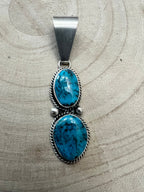 Eugene Gruber Turquoise & Sterling Silver Pendant - Cowhide and Conchos