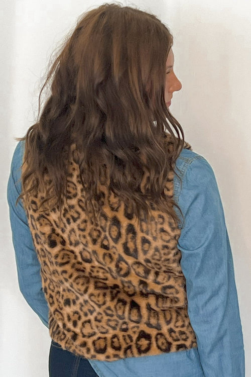 Faux Fur Leopard Vest - Cowhide and Conchos