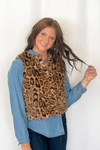 Faux Fur Leopard Vest - Cowhide and Conchos