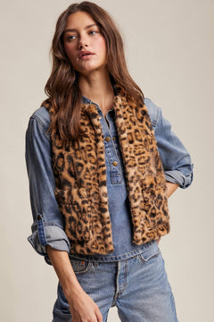 Faux Fur Leopard Vest - Cowhide and Conchos