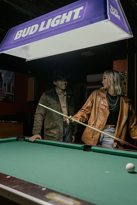Faux Leather Moto Jacket - Cowhide and Conchos
