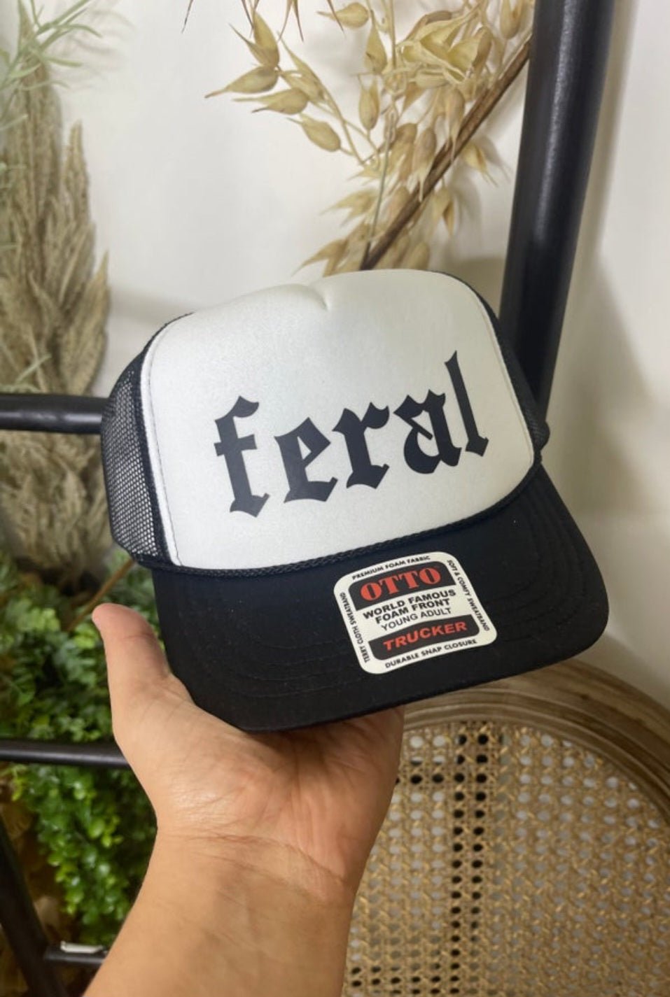 Feral Trucker Hat - Cowhide and Conchos